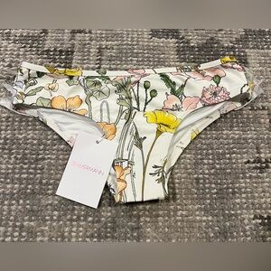 Zimmermann Kids Jeannie Frill Pant - White with Yellow & Pink Floral Patch